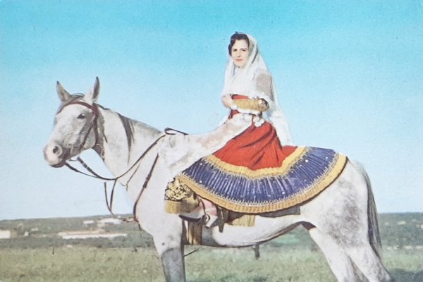 Cartolina Amazzone Sarda in costume di Osilo - 1966