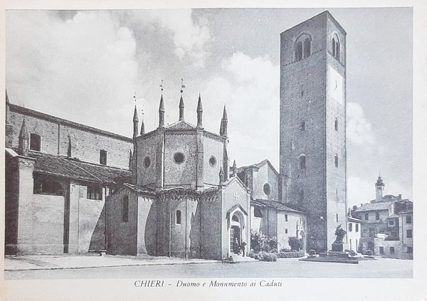 Cartolina Chieri - Duomo e Monumento ai Caduti - 1962