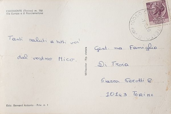 Cartolina Chiomonte - Torino - Via Europa e il Rocciamelone … | Immagine Gallery 2