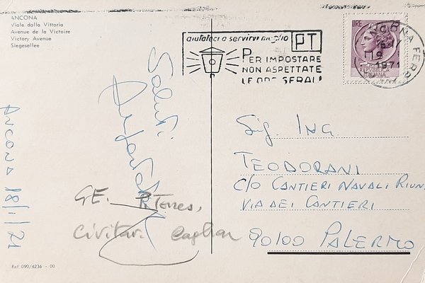 Cartolina Ancona - Viale della Vittoria - 1971 | Immagine Gallery 2