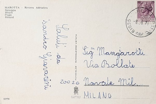 Cartolina Marotta - Riviera Adriatica - Spiaggia - 1970 | Immagine Gallery 2