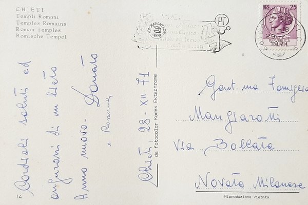 Cartolina Chieti - Templi Romani - 1971