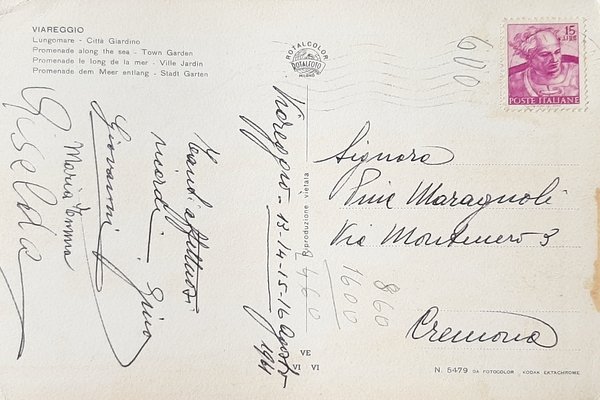 Cartolina Viareggio - Lungomare - Città Giardino - 1961