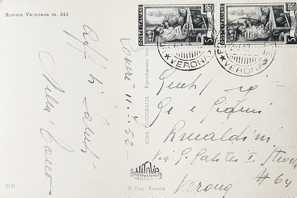 Cartolina Roverè Veronese - 1952