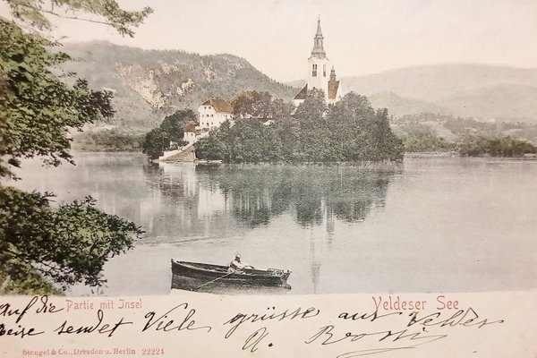 Cartolina - Partie mit Insel - Veldeser See - 1903