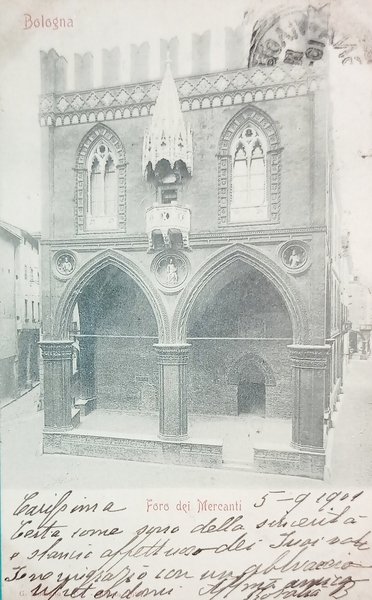 Cartolina - Bologna - Foro dei Mercanti - 1901