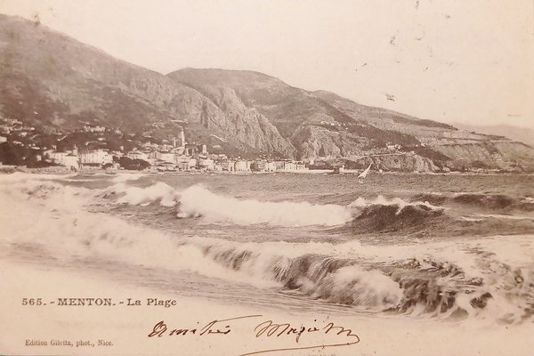 Cartolina - Francia - Menton - La Plage - 1902