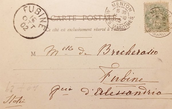 Cartolina - Francia - Menton - La Plage - 1902