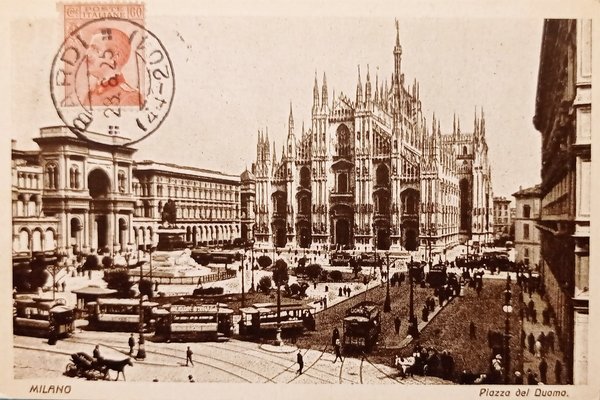 Cartolina - Milano - Piazza del Duomo - 1925