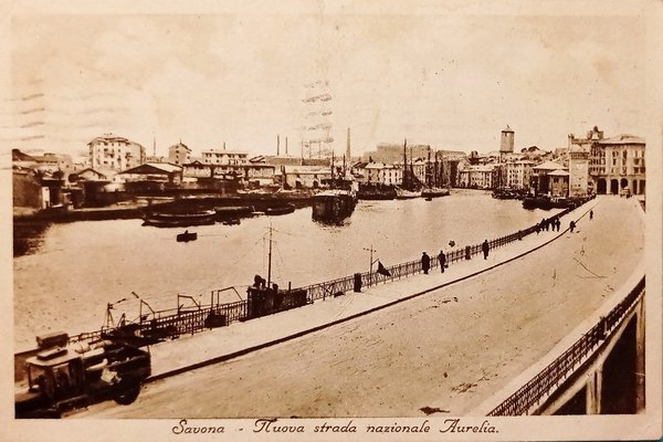 Cartolina - Savona - Nuova strada nazionale Aurelia - 1930 …