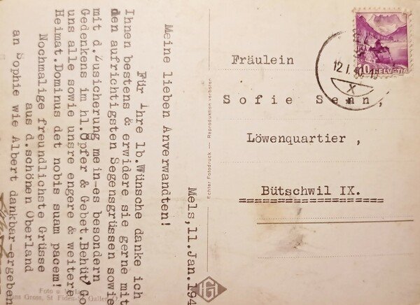 Cartolina - Svizzera - Mels - 1940