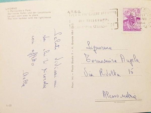 Cartolina - Livorno - Il Porticciolo e Faro - 1964