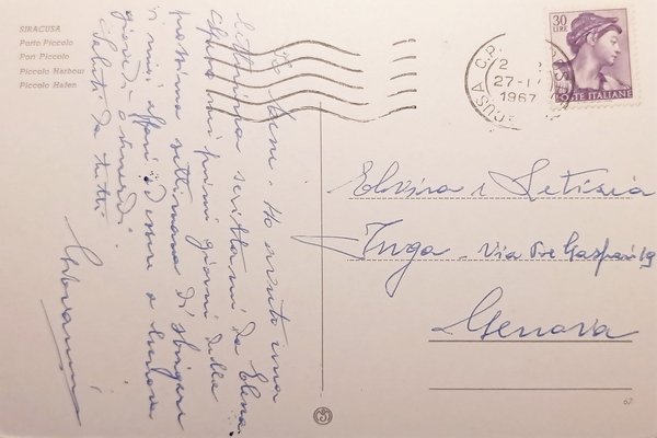 Cartolina - Siracusa - Porto Piccolo - 1967