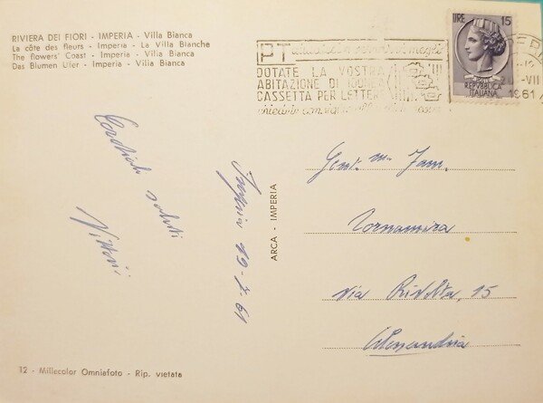 Cartolina - Riviera dei Fiori - Imperia - Villa Bianca …