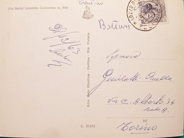 Cartolina - Val Badia - Lavarella - Conturines - 1963