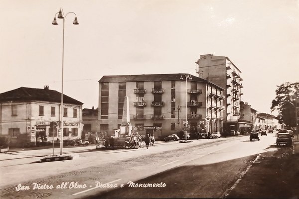 Cartolina - San Pietro all'Olmo - Piazza e Monumento - …