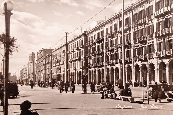 Cartolina - Cagliari - Via Roma - 1954