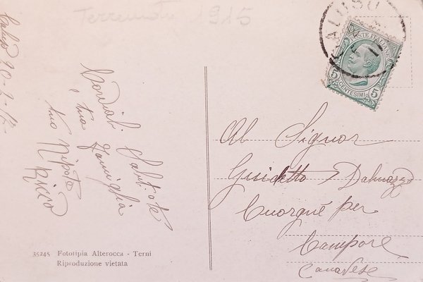 Cartolina - Avezzano (Terremoto 1915) - Le rovine della Piazza …