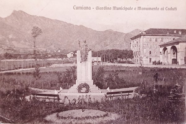 Cartolina - Cumiana - Giardino Municipale e Monumento ai Caduti …