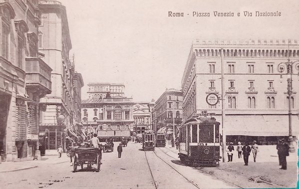 Cartolina - Roma - Piazza Venezia e Via Nazionale - …