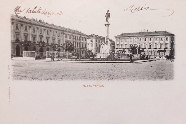Cartolina - Vercelli - Piazza Torino - 1899