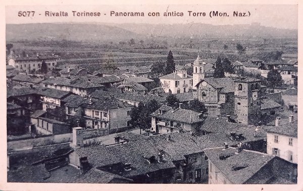 Cartolina - Rivalta Torinese - Panorama con antica Torre ( …