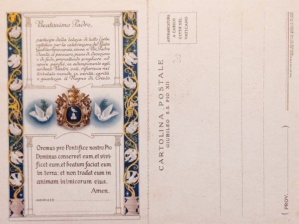 Cartolina - Giubileo S. S. Pio XII - A Sua …