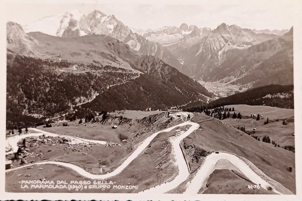 Cartolina - Panorama dal Passo Sella - La Marmolada e …