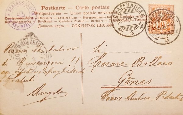 Cartolina - Svizzera - Rheinfall - 1906