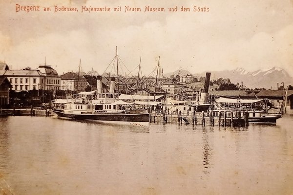 Cartolina - Austria -Bregenz am Bodensee - Hafenpartie mit Neuem …
