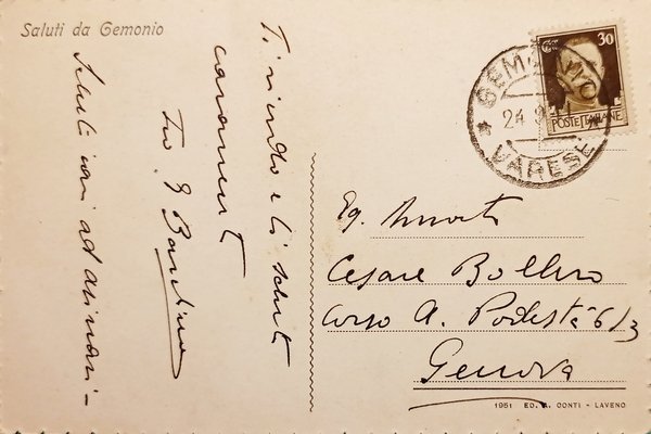 Cartolina - Gemonio - Panorama - 1941