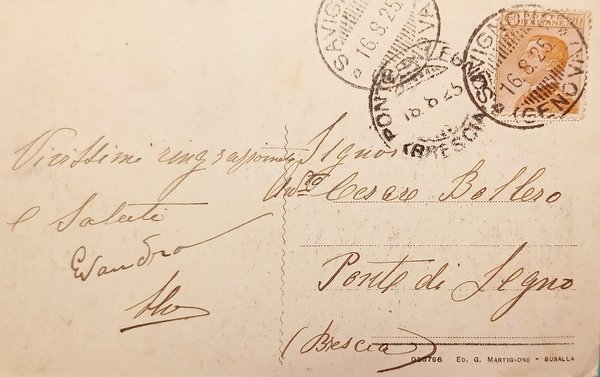 Cartolina - Savignone - Panorama - 1925