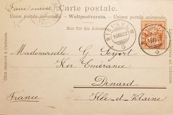 Cartolina - Svizzera - Rigi-Kulm und die Alpen - 1902