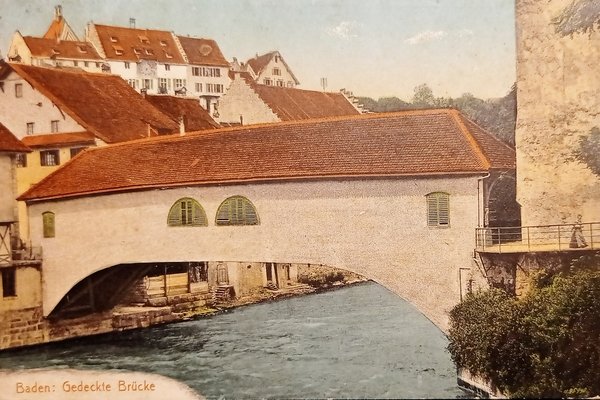 Cartolina - Svizzera - Baden - Gedeckte Brucke - 1912