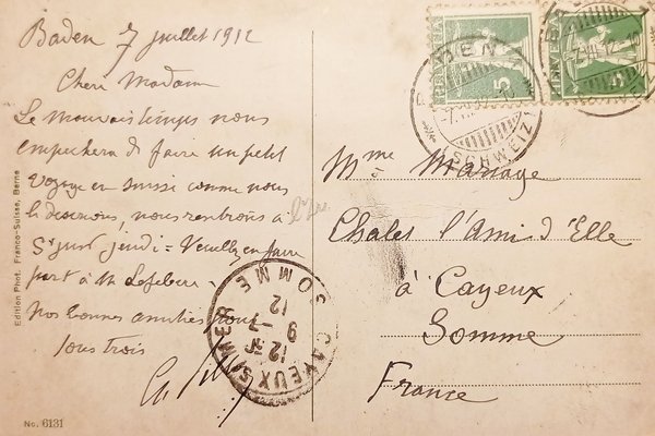 Cartolina - Svizzera - Baden - Gedeckte Brucke - 1912