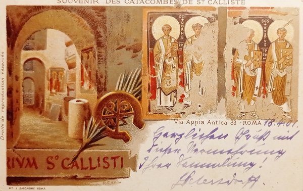 Cartolina - Souvenir des Catacombes de St. Callisto - Roma …