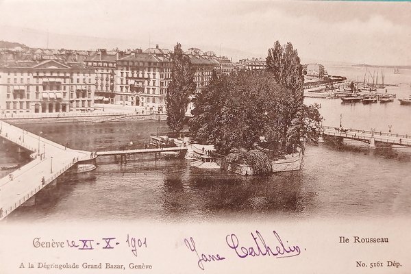 Cartolina - Svizzera - Genève - Ile Rousseau - 1901