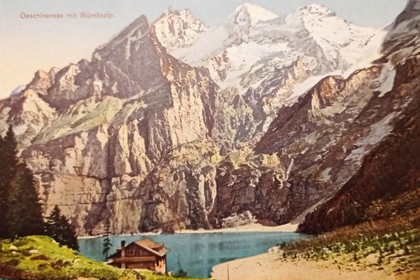 Cartolina - Svizzera - Oeschinensee mit Blümlisalp - 1920 ca.