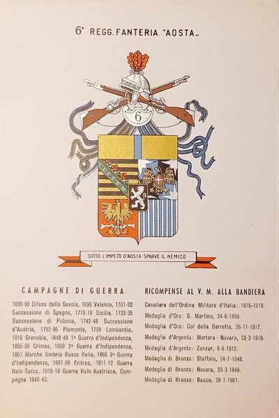 Cartolina Militaria - 6^ Reggimento Fanteria Aosta - Campagne di …