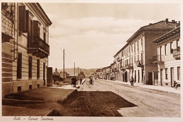 Cartolina - Asti - Corso Savona - 1937 ca.