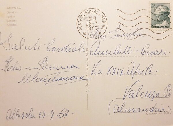 Cartolina - Albissola - Giardini - 1967