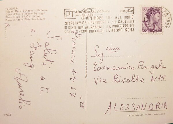 Cartolina - Pescara - Piazza Duca d'Aosta - Notturno - …