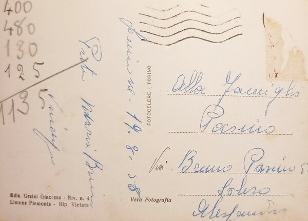 Cartolina - Limone Piemonte - Panorama - 1958