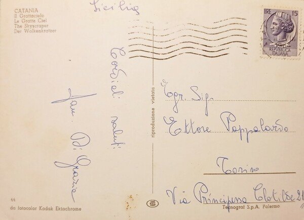 Cartolina - Catania - Il Grattacielo - 1962