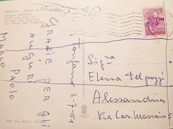 Cartolina - Versilia - Marina di Pietrasanta - Spiaggia dall'aereo …