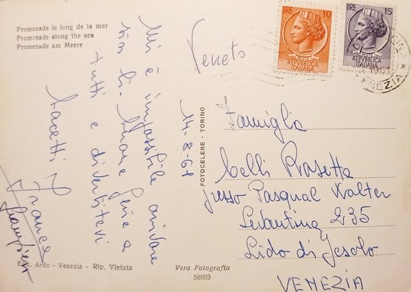 Cartolina - Sottomarina ( Venezia ) - Lungomare - 1961