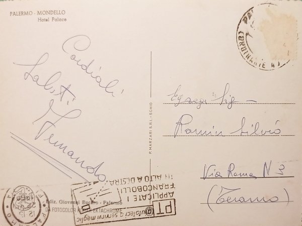 Cartolina - Palermo - Mondello - Hotel Palace - 1960