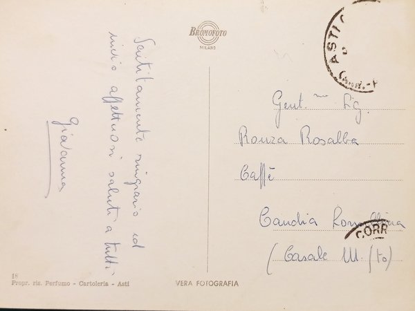 Cartolina - Asti - Corso Vittorio Alfieri - 1960 ca.