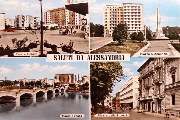 Cartolina - Saluti da Alessandria - Vedute diverse - 1964
