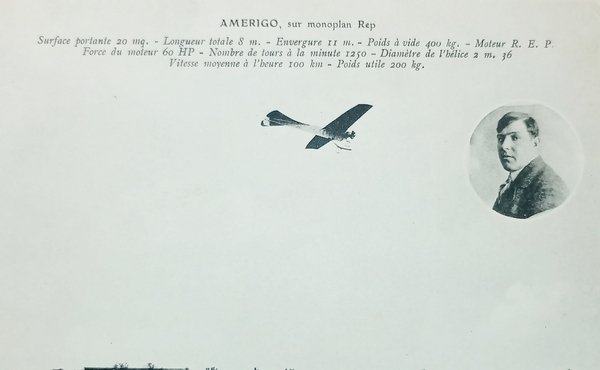 Cartolina Aviazione Militare - Pilota Amerigo Contini sur monoplan Rep …